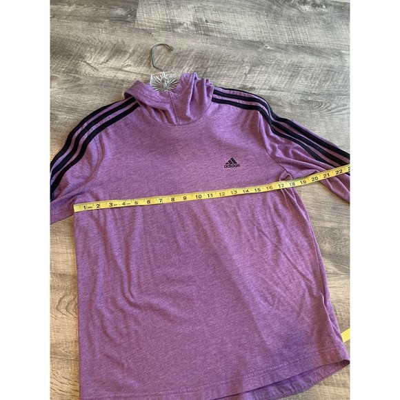 Adidas Womens Shirt Climalite Hooded 3 Stripes Long Sleeve Purple Size Medium - Picture 8 of 11